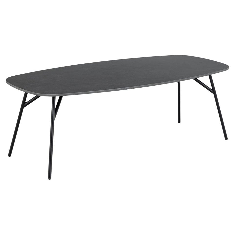 Caracas Large Coffee Table In Black Ceramic With Steel Base 120cm