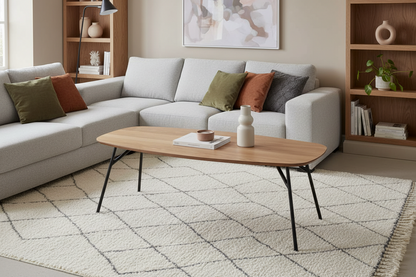 Caracas Large Coffee Table In Oak With Steel Base 120cm