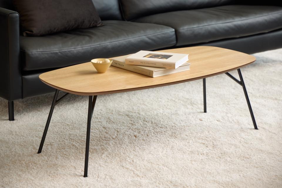 Caracas Large Coffee Table In Oak With Steel Base 120cm