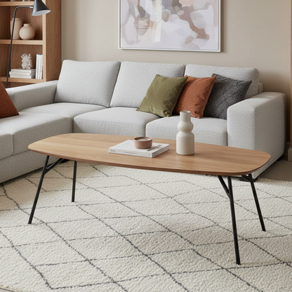 Caracas Large Coffee Table In Oak With Steel Base 120cm