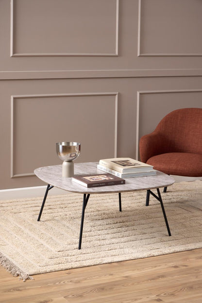 Caracas Square Coffee Table In Grey With Steel Base 90 x 90 cm
