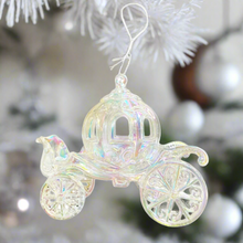 Load image into Gallery viewer, Iridescent Shimmer Fairytale Princess Carriage Hanging Christmas Decoration Magical Fairy Tale Themed Xmas Tree Pendant
