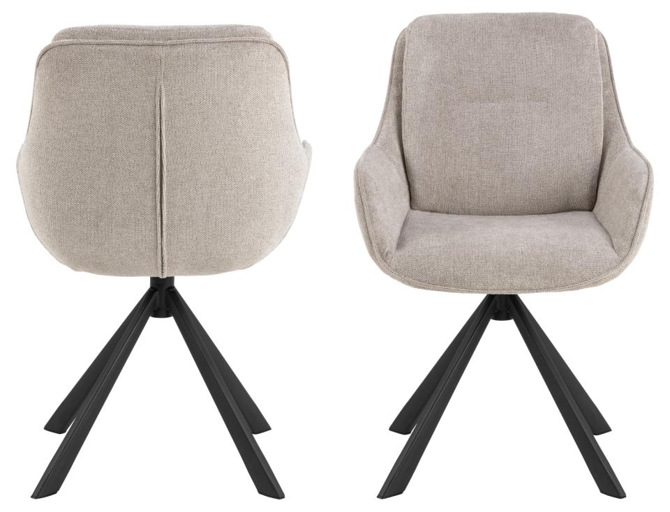 Carrie Comfort Upholstered Fabric Swivel Dining Chair With Armrests And Metal Legs, Set Of 2