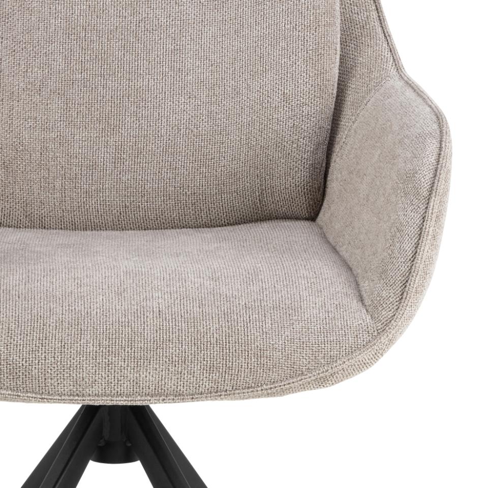 Carrie Comfort Upholstered Fabric Swivel Dining Chair With Armrests And Metal Legs, Set Of 2