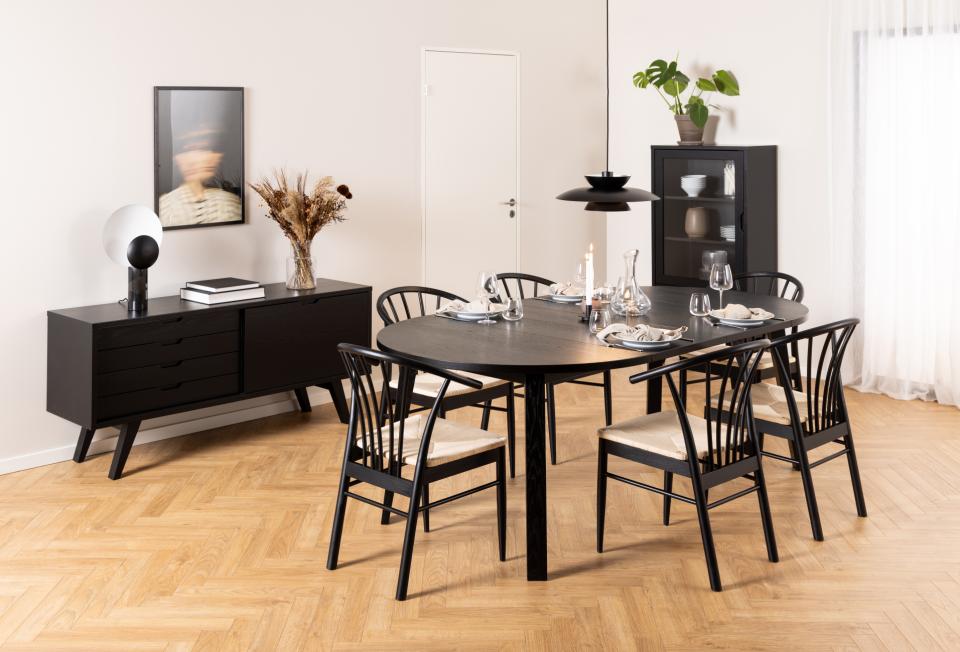 Cassandra Black Solid Oak Quality Paper Plaited Dining Chair, Set Of 2 Chairs