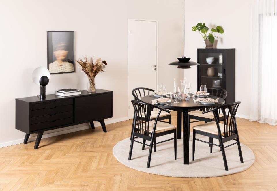 Cassandra Black Solid Oak Quality Paper Plaited Dining Chair, Set Of 2 Chairs