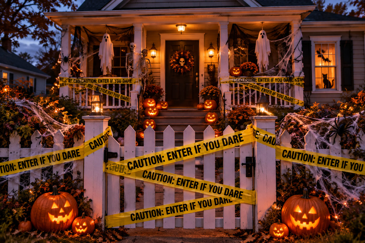 3 Pack CAUTION- ENTER IF YOU DARE-Halloween Hazard yellow and black tape decorations,3 x 3 metres