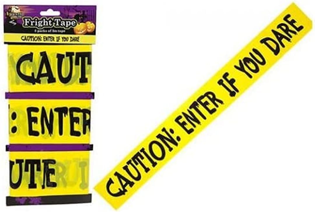 3 Pack CAUTION- ENTER IF YOU DARE-Halloween Hazard yellow and black tape decorations,3 x 3 metres