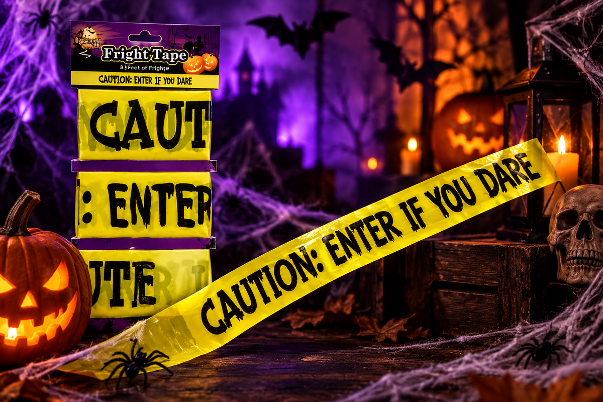 3 Pack CAUTION- ENTER IF YOU DARE-Halloween Hazard yellow and black tape decorations,3 x 3 metres