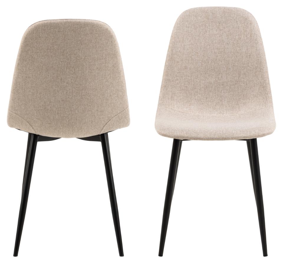 Celia Fabric Dining Chair In Beige With Stylish Black Steel Legs , Set Of 4 Chairs