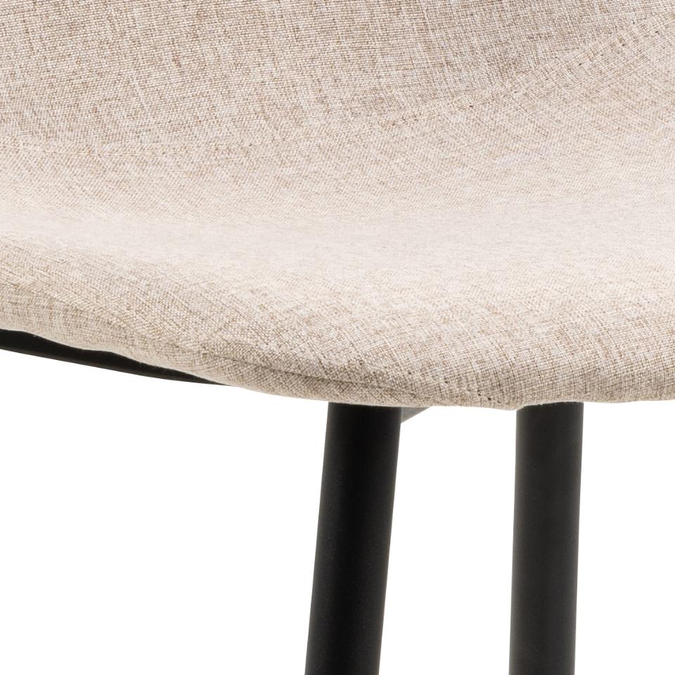 Celia Fabric Dining Chair In Beige With Stylish Black Steel Legs , Set Of 4 Chairs