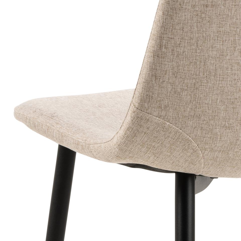 Celia Fabric Dining Chair In Beige With Stylish Black Steel Legs , Set Of 4 Chairs