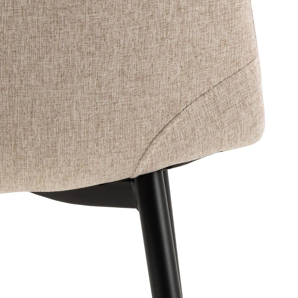 Celia Fabric Dining Chair In Beige With Stylish Black Steel Legs , Set Of 4 Chairs