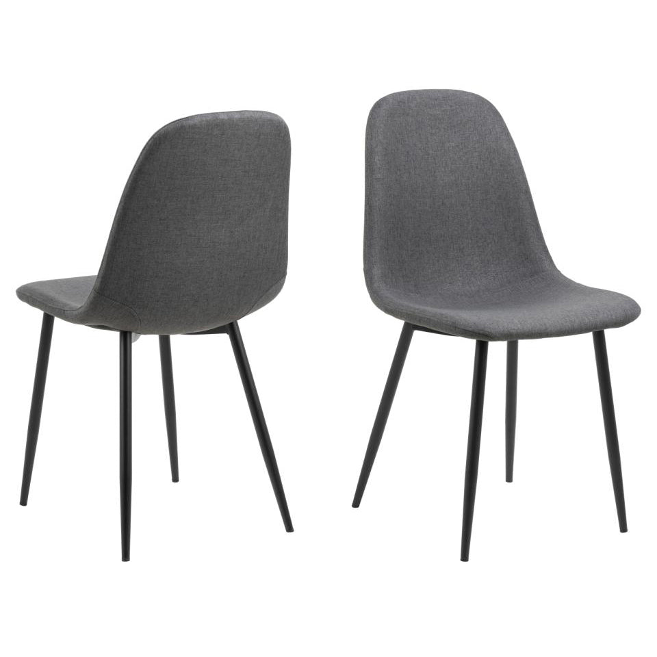 Celia Fabric Dining Chair In Dark Grey With Stylish Black Steel Legs , Set Of 4 Chairs