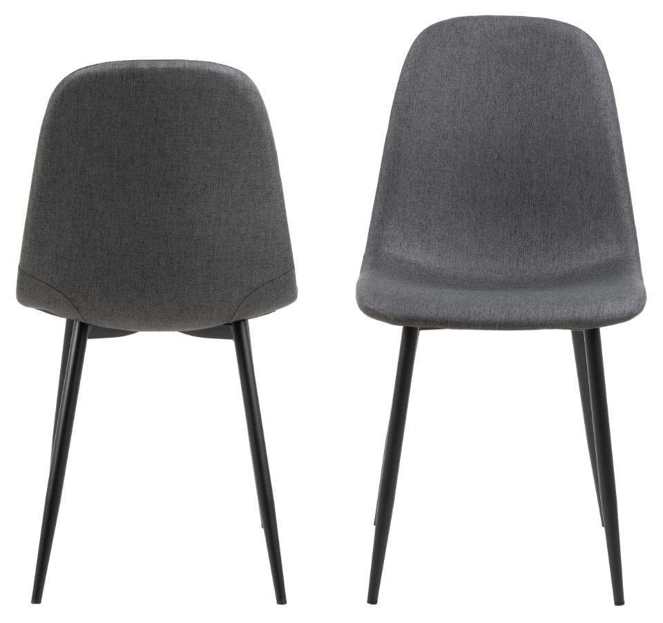 Celia Fabric Dining Chair In Dark Grey With Stylish Black Steel Legs , Set Of 4 Chairs