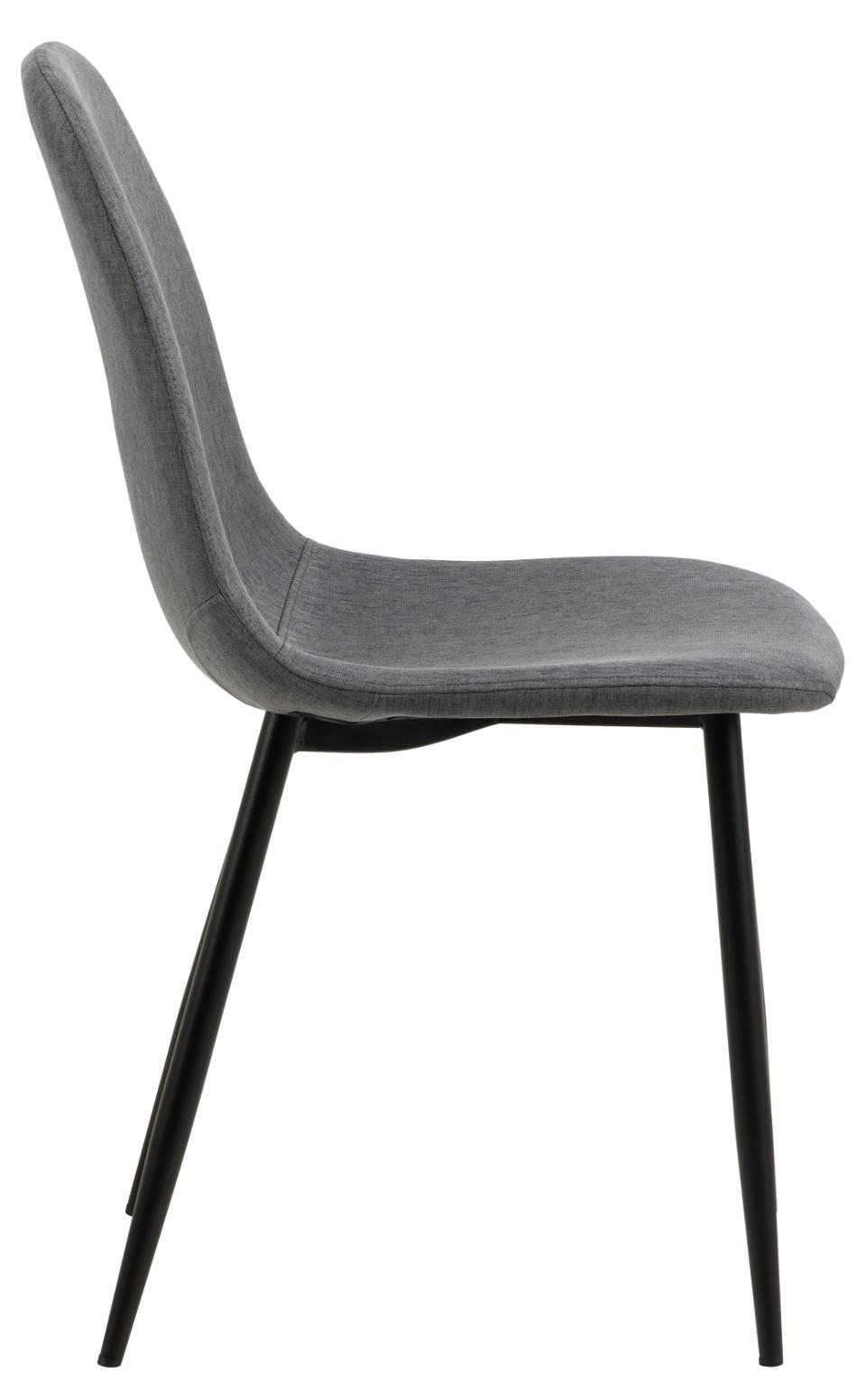Celia Fabric Dining Chair In Dark Grey With Stylish Black Steel Legs , Set Of 4 Chairs