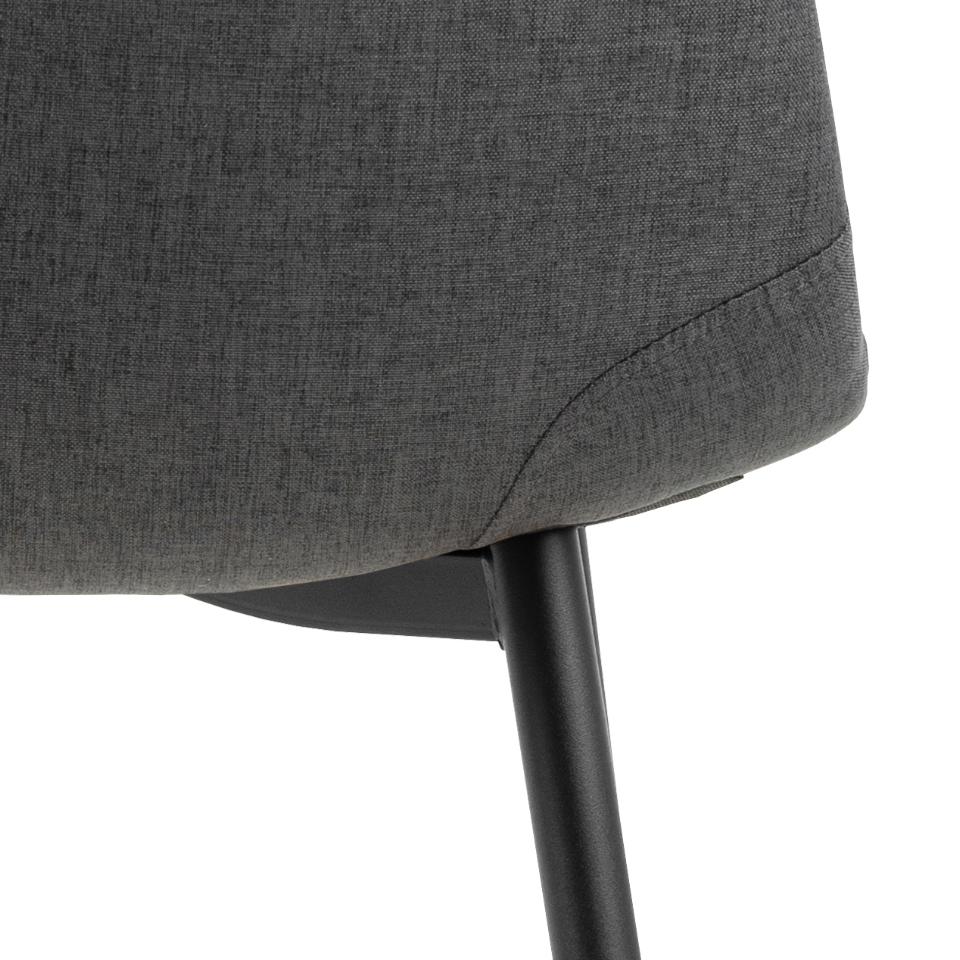 Celia Fabric Dining Chair In Dark Grey With Stylish Black Steel Legs , Set Of 4 Chairs