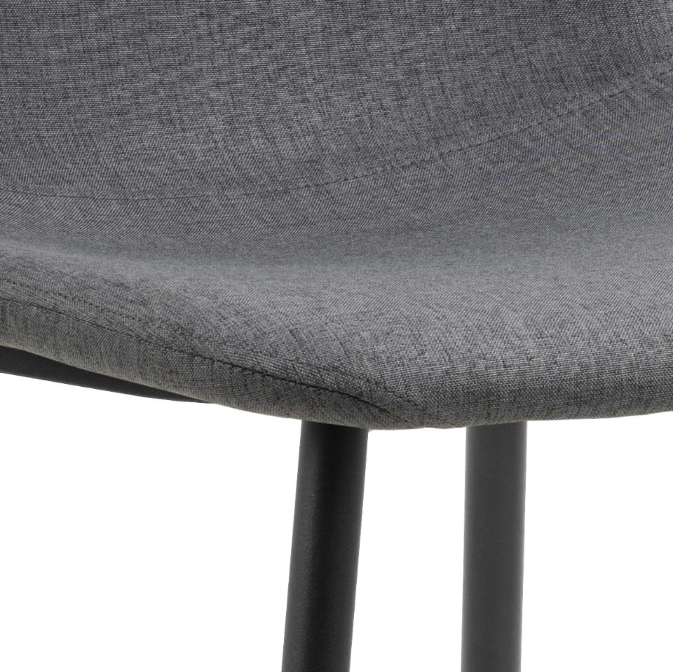 Celia Fabric Dining Chair In Dark Grey With Stylish Black Steel Legs , Set Of 4 Chairs