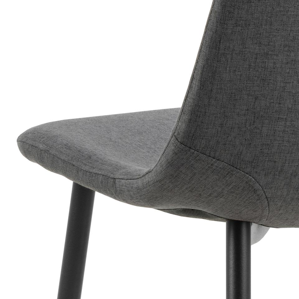 Celia Fabric Dining Chair In Dark Grey With Stylish Black Steel Legs , Set Of 4 Chairs