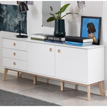 Load image into Gallery viewer, Century Sideboard Large Traditional White Oak Cabinet With 2 Doors And 3 Drawers 180x45x75cm
