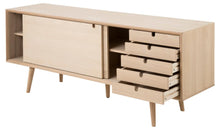 Load image into Gallery viewer, Century Sideboard Large Oak Cabinet With Sliding Doors And 4 Drawers 180x45x71cm
