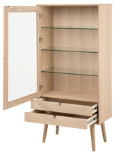 Load image into Gallery viewer, Century Display Cabinet With Door And 2 Drawers White Oiled Oak 72x36x143cm
