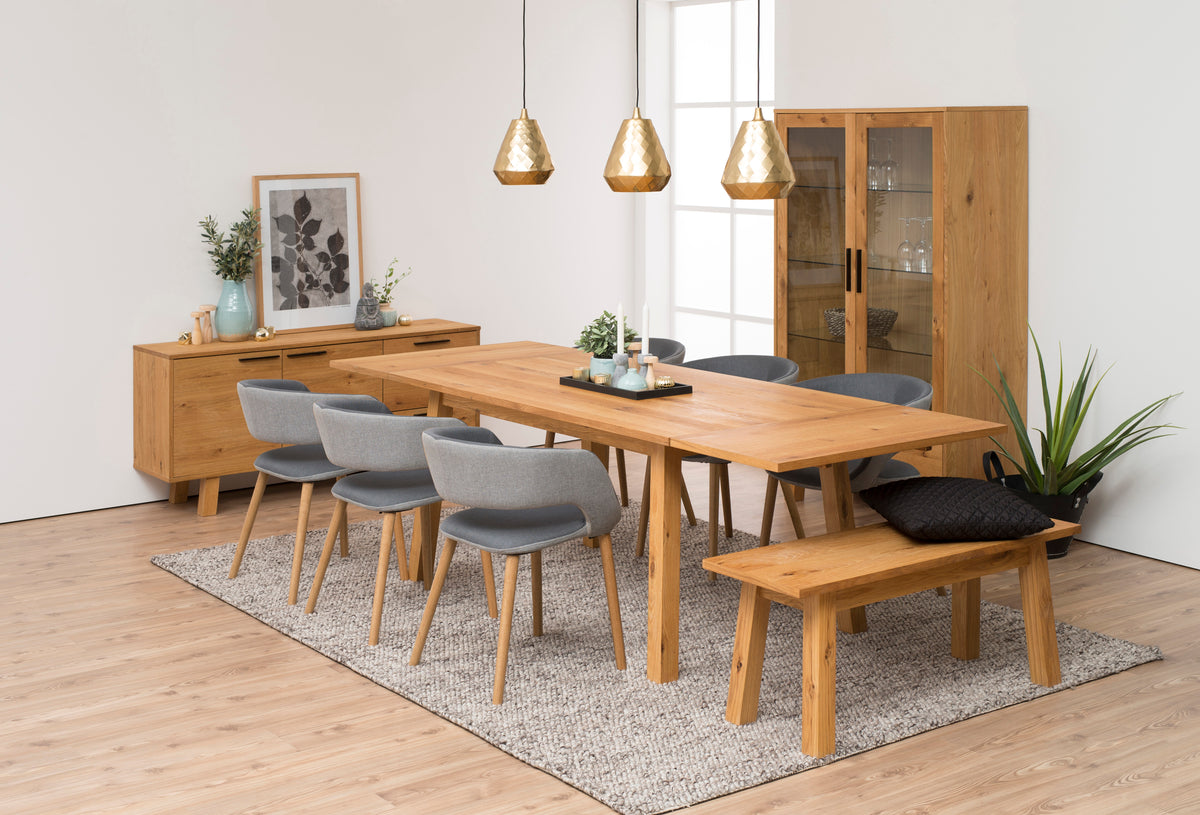 Stylish Chara Oak Bench Oil Treated Modern Dining Furniture Range 110x38x46