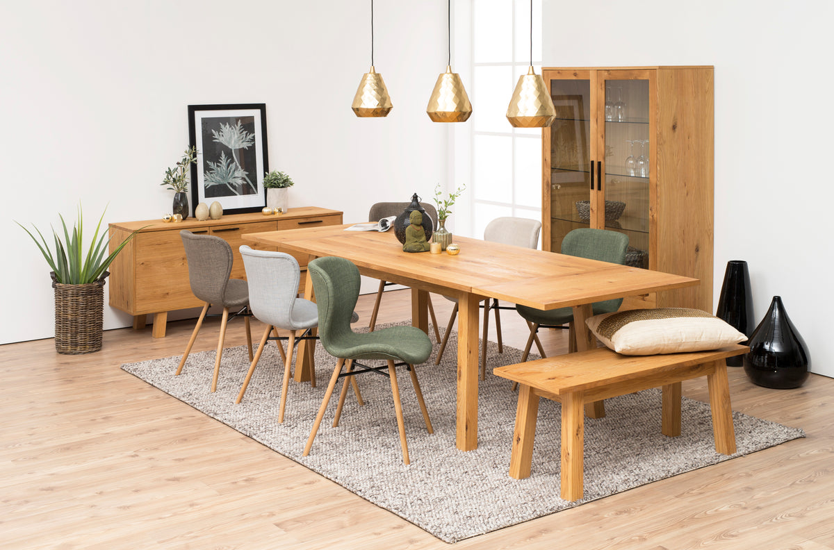 Stylish Chara Oak Bench Oil Treated Modern Dining Furniture Range 110x38x46