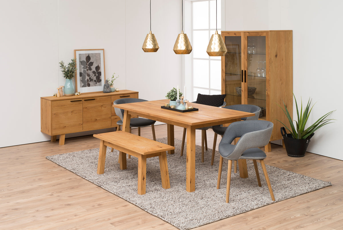 Stylish Chara Oak Bench Oil Treated Modern Dining Furniture Range 110x38x46
