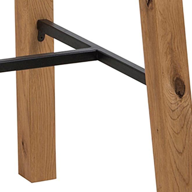 Chara Bar Table In Brown Wild Oak With Metal Footrest 117x58x105 cm