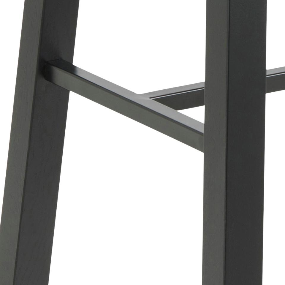 Chara Bar Table In Brown Wild Oak With Black Legs And Metal Footrest 117x58x105 cm