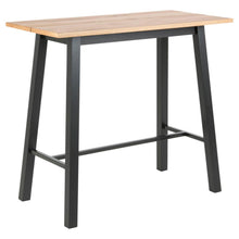 Load image into Gallery viewer, Chara Bar Table In Brown Wild Oak With Black Legs And Metal Footrest 117x58x105 cm
