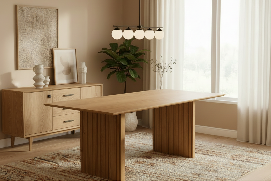 Colima Lamella Rectangular Oak Dining Table Large 210cm x 100cm Top