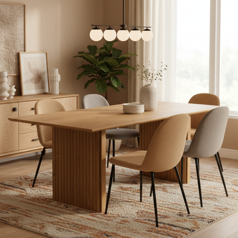 Colima Lamella Rectangular Oak Dining Table Large 210cm x 100cm Top