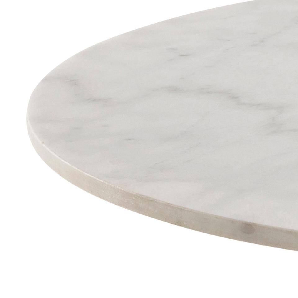 Corby Luxury White Marble Round Dining Table With Black Base 105cm