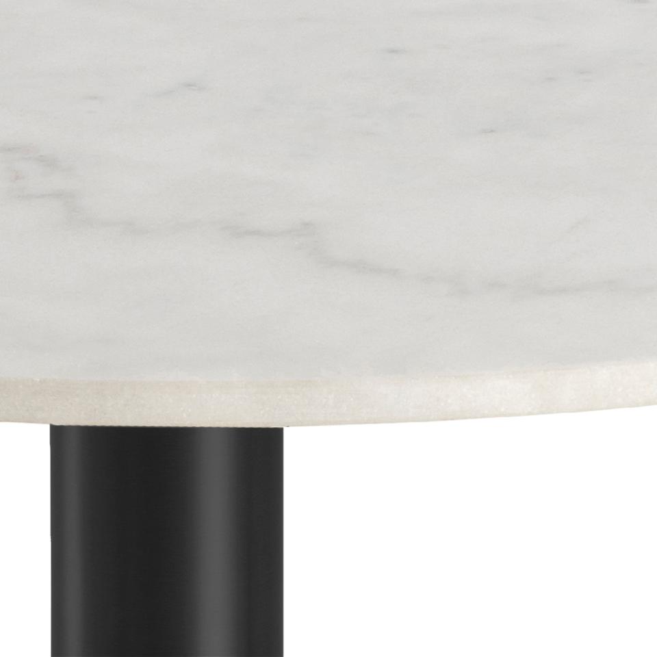Corby Luxury White Marble Round Dining Table With Black Base 105cm