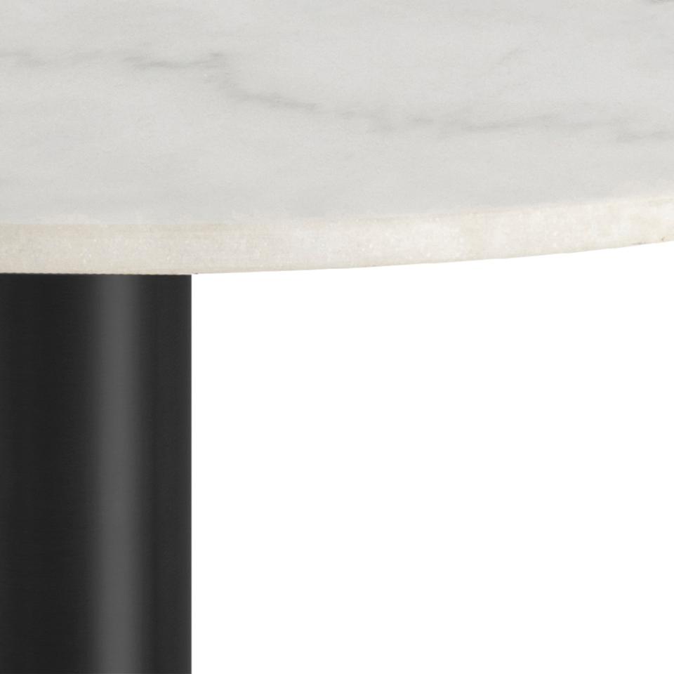 Corby Luxury White Marble Round Dining Table With Black Base 105cm