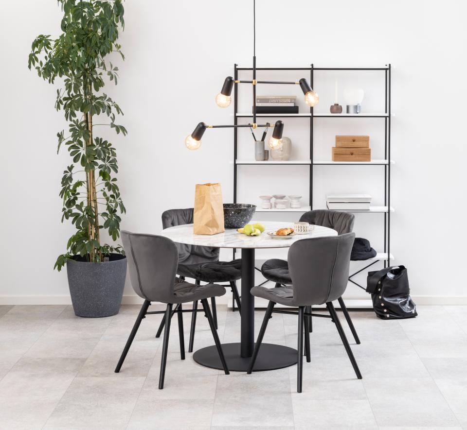 Corby Luxury White Marble Round Dining Table With Black Base 105cm