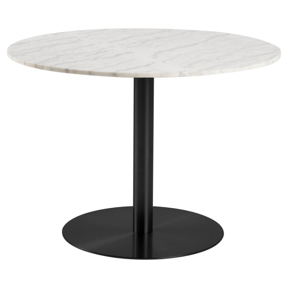 Corby Luxury White Marble Round Dining Table With Black Base 105cm