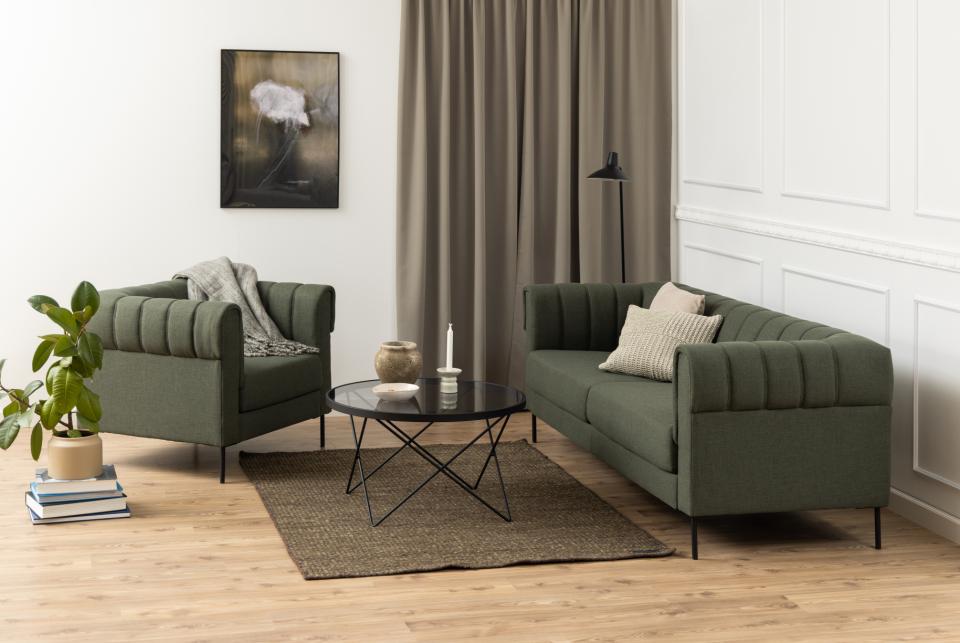 Cuxton Coffee Table Black Smoked Glass Metal Frame 80cm