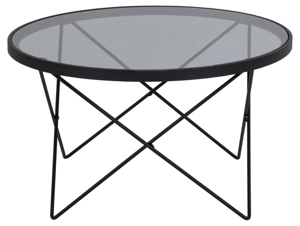 Cuxton Coffee Table Black Smoked Glass Metal Frame 80cm