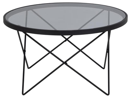 Cuxton Coffee Table Black Smoked Glass Metal Frame 80cm