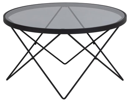 Cuxton Coffee Table Black Smoked Glass Metal Frame 80cm