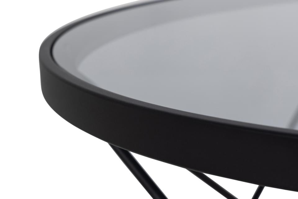Cuxton Coffee Table Black Smoked Glass Metal Frame 80cm