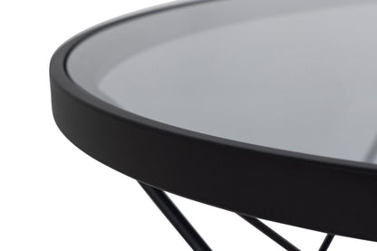 Cuxton Coffee Table Black Smoked Glass Metal Frame 80cm
