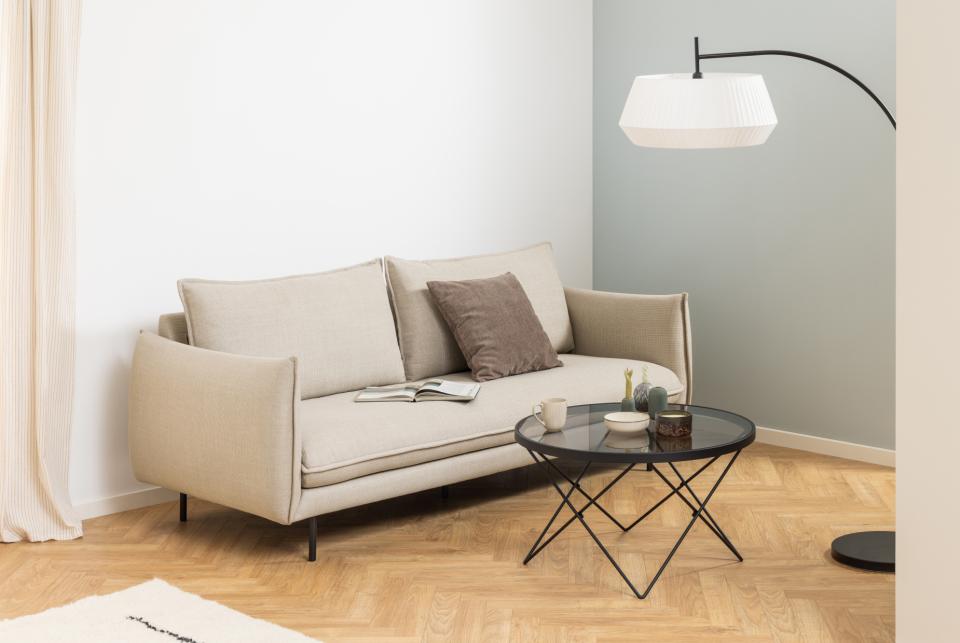 Cuxton Coffee Table Black Smoked Glass Metal Frame 80cm