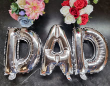 Load image into Gallery viewer, DAD Foil Balloon. 16&quot; Silver Foil Balloons with Blow Straw. Father&#39;s Day or Dad&#39;s Birthday Backdrop or Party Décor
