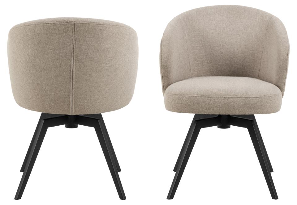 Darlene Dining Chair Beige Fabric Upholstered Swivel With Pocket Springs And Metal Legs