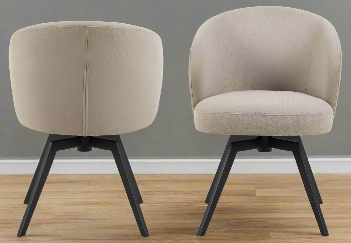 Darlene Dining Chair Beige Fabric Upholstered Swivel With Pocket Springs And Metal Legs