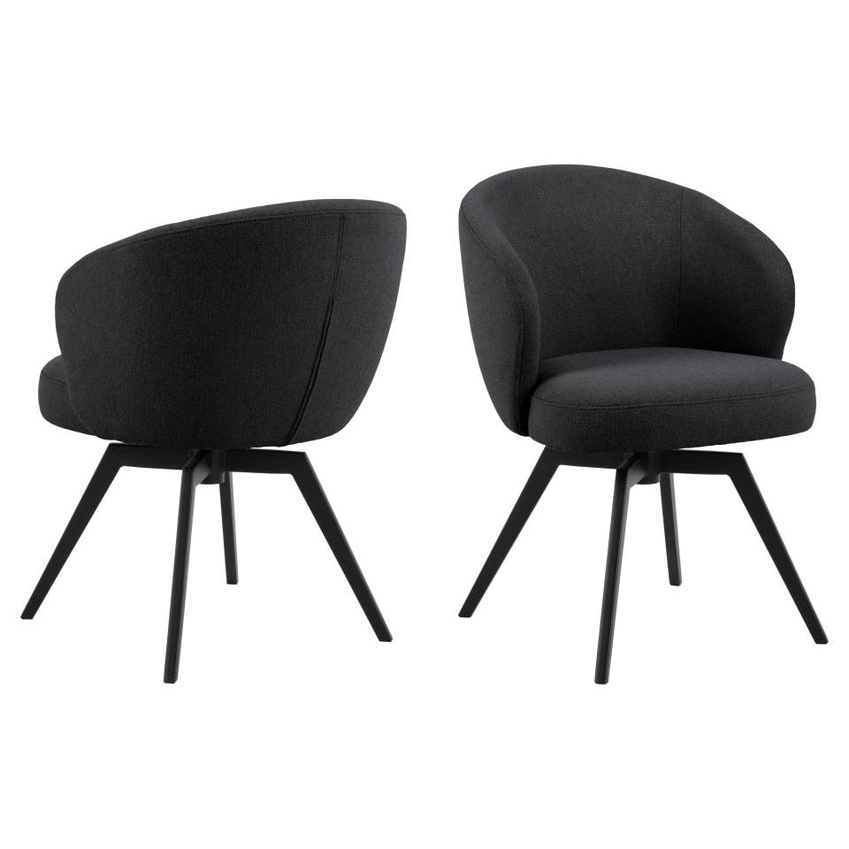 Darlene Dining Chair Dark Grey Fabric Upholstered Swivel With Pocket Springs And Metal Legs